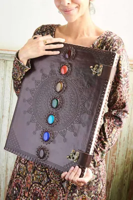 XL Brown Leather Chakra Journal