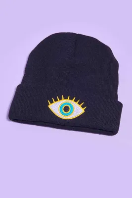 Evil Eye Patch Beanie Hat