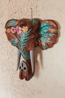 Floral Wooden Elephant Wall Hanging