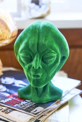 Flocked Green Alien Bust