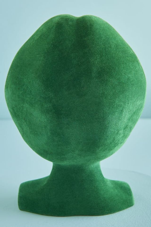 Flocked Green Alien Bust