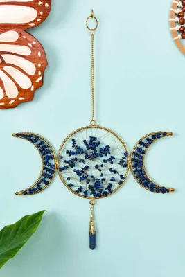 Stone-Filled Triple Moon Phase Wall Hanging