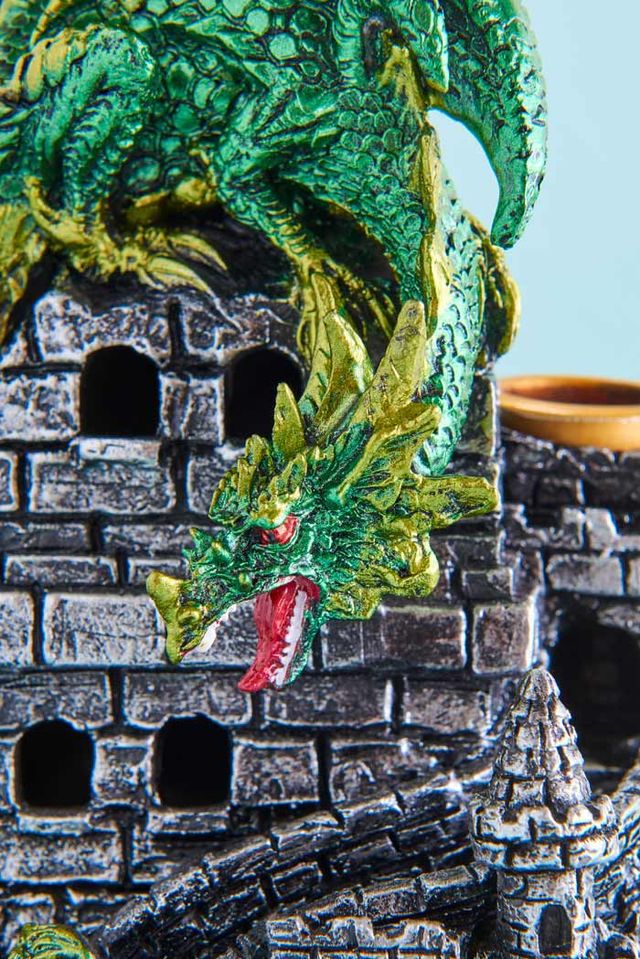 Dragon On Castle Backflow Incense Burner