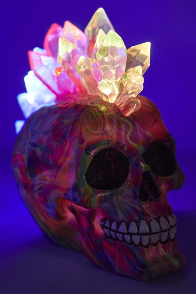 LED Neon Crystal Mohawk Skull