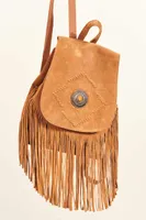 Brown Suede Fringe Backpack