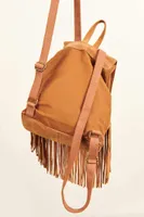 Brown Suede Fringe Backpack