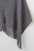 Grey Button Fringe Poncho