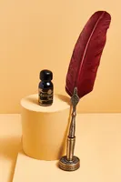 Burgundy Feather Calligraphy Set