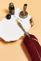 Burgundy Feather Calligraphy Set