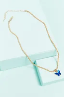 Blue Butterfly Rope Necklace