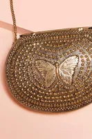 Metal Beaded Butterfly Crossbody Bag