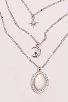 Celestial Oval Pendant Layered Necklace