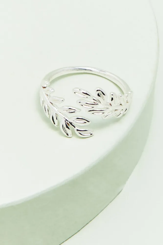 Silver Wrap Leaf Ring