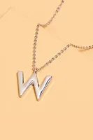 Silver Initial W Necklace