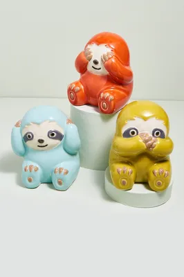 Three Wise Ceramic Sloths