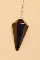 Beaded Black Obsidian Pendulum