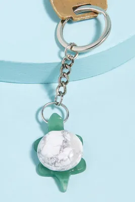 Howlite & Aventurine Turtle Keychain