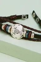 Taurus Hematite Leather Bracelet