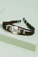 Taurus Hematite Leather Bracelet