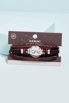 Gemini Hematite Leather Bracelet