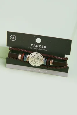 Cancer Hematite Leather Bracelet