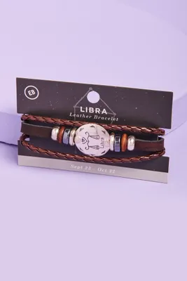 Libra Hematite Leather Bracelet
