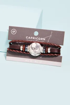 Capricorn Hematite Leather Bracelet
