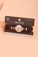 Aquarius Hematite Leather Bracelet