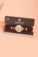 Aquarius Hematite Leather Bracelet