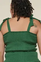 Emerald Shirred Cropped Tank