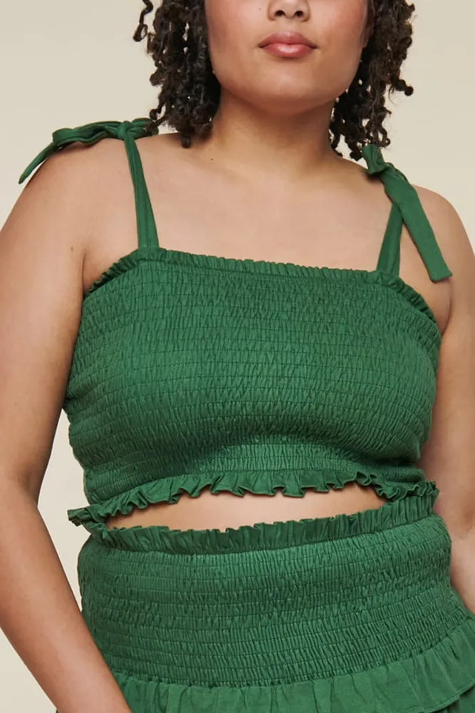 Emerald Shirred Cropped Tank