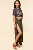 Olive Maxi Slit Skirt