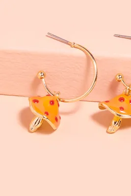 Orange Mushroom Hoop Earrings