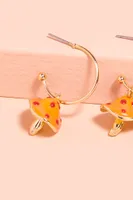 Orange Mushroom Hoop Earrings