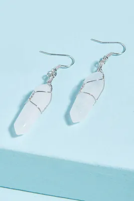 Silver Wire Wrapped Quartz Earrings