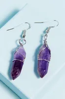 Silver Wire Wrapped Amethyst Earrings