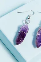 Silver Wire Wrapped Amethyst Earrings