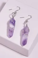 Silver Wire Wrapped Amethyst Earrings