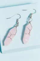 Silver Wire Wrapped Rose Quartz Earrings