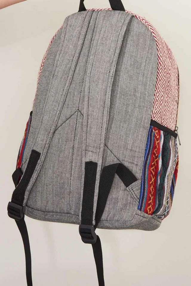 Earthbound Trading Small Rainbow Hemp Jacquard Backpack at  display picture 3