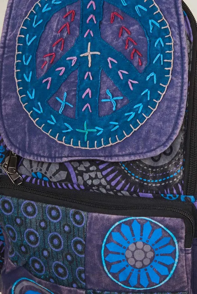 Earth Bound Trading Peace Sign Flap Backpack at Vancouver  display picture 1