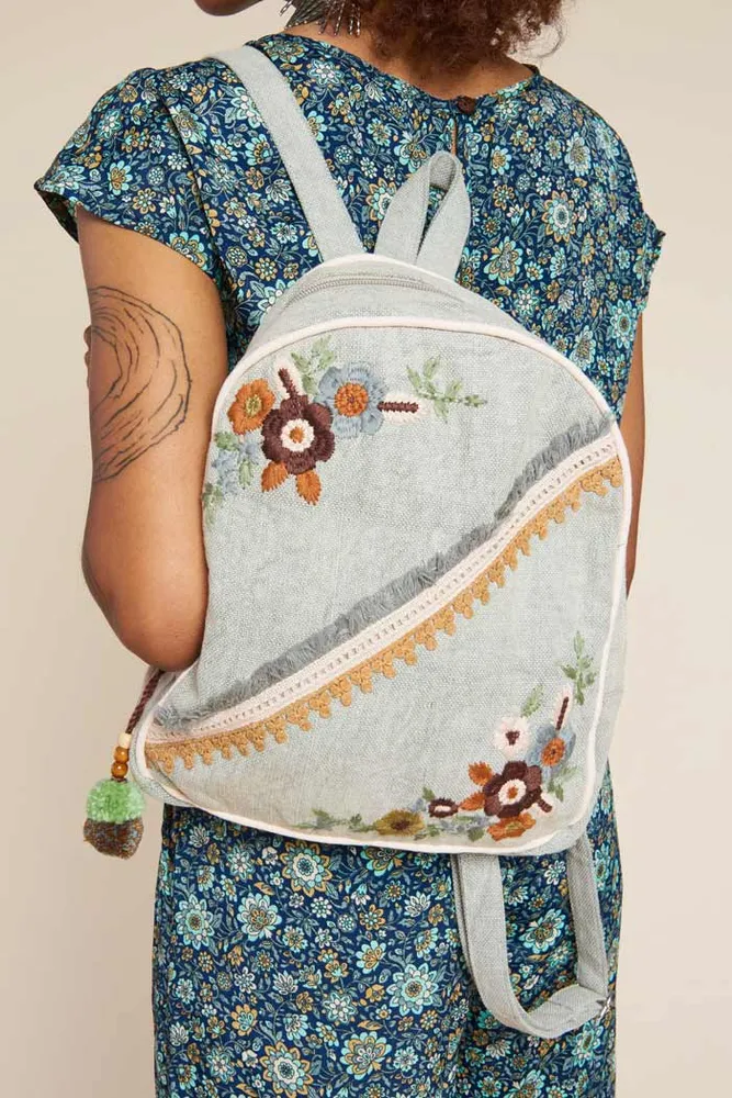 Floral Embroidered Backpack