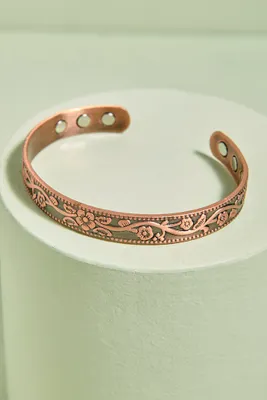 Floral Magnetized Natural Copper Bracelet