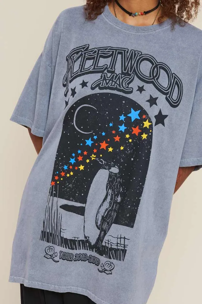 Grey Fleetwood Mac Oversized T-Shirt - Earthbound Trading Co.