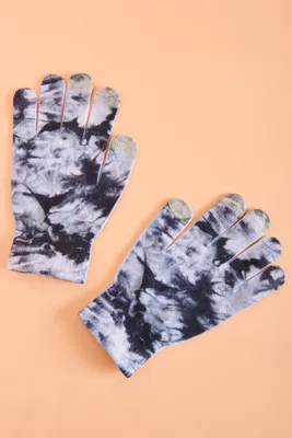Black and White Tie Dye Tech Gloves