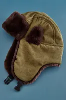 Olive Corduroy Trapper Hat