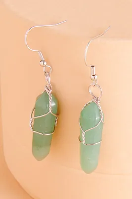 Wire Wrapped Green Aventurine Earrings