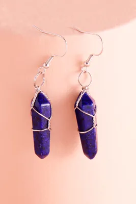 Wire Wrapped Lapis Lazuli Earrings