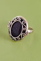 Silver Adjustable Worry Stone Ring Set