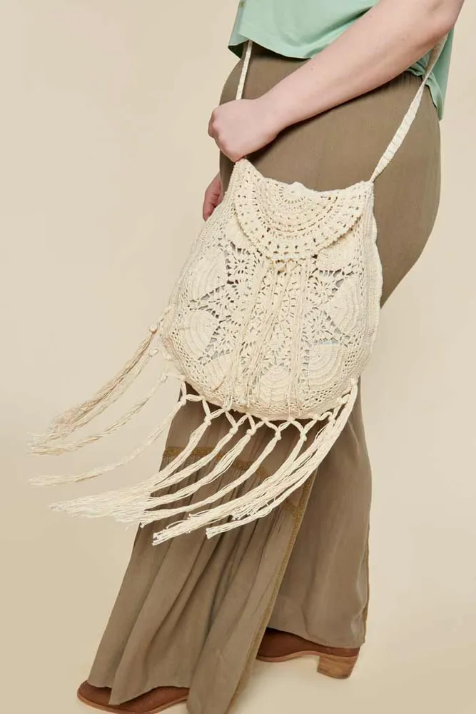 Cream Crochet Crossbody Bag